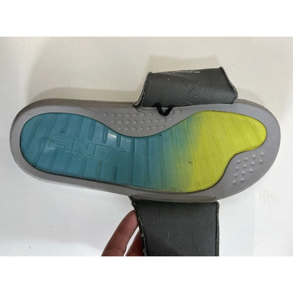 AND1 Boys Size 6 Strider Slide Adjustable Strap Sandal‎ Shoes Gel • Grey &Lime